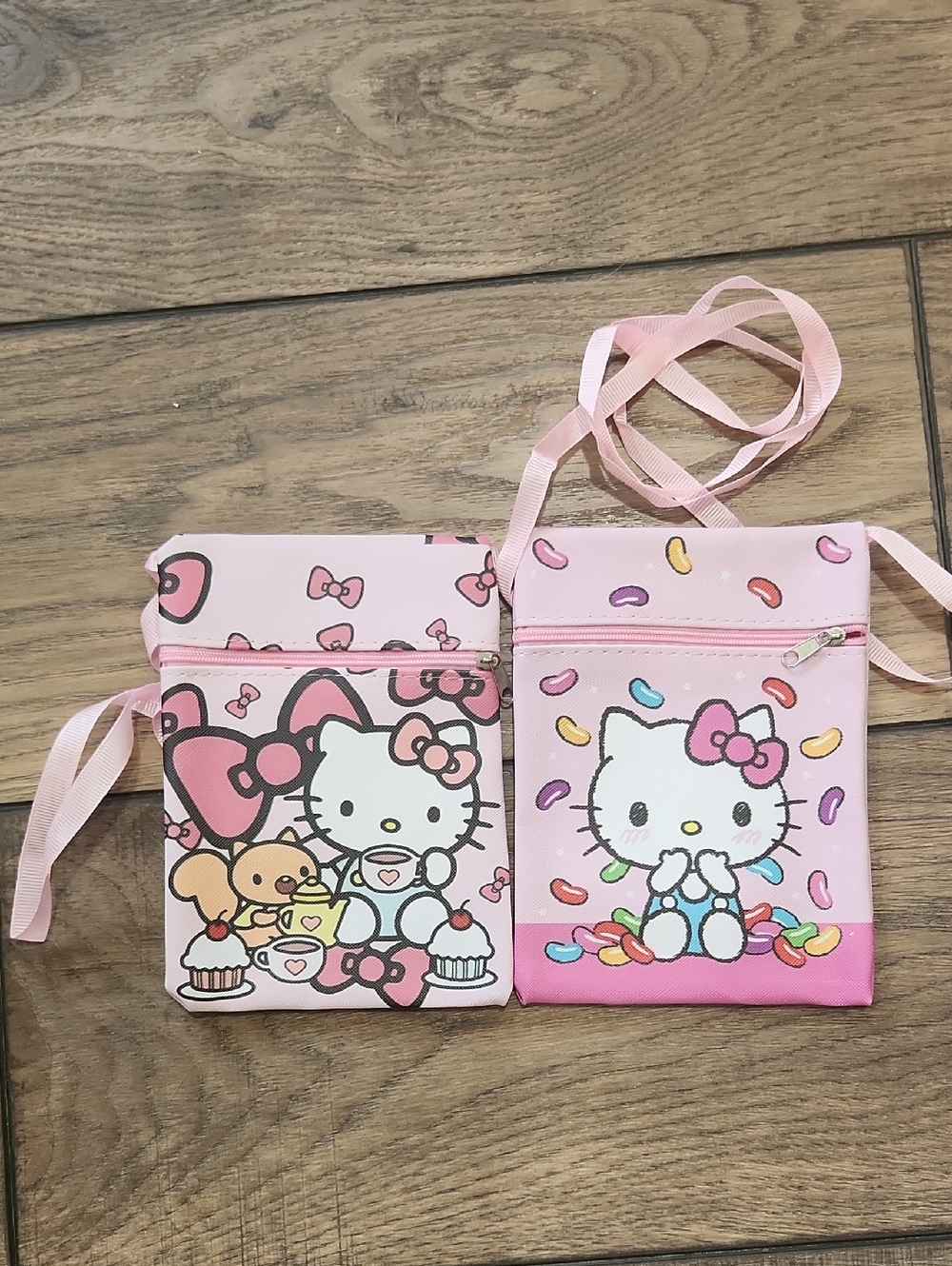 Hello Kitty Pink Kids Mini Crossbody Bags with Jellybean and Cupcake Prints